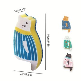 Ximimark 5 pcs Natural Cat Sponge Wipe - Reusable Dish Sponge for Cleaning Dishes and Scrubbing - and Heavy Duty - Perfect for Household Use
