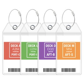 Cruise On Cruise Luggage Tag Holde [4 Pack] - Fits All Carnival & Seabourn Ships & Tags - Cruise Essentials 2025 & 2026 - Waterproof & Clear Luggage Tags