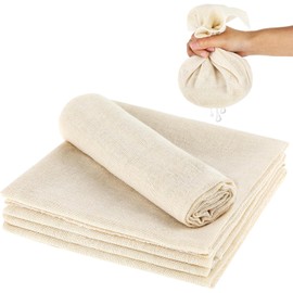 WchoeSS 5Pcs Cheese Cloths for Straining,Muslin Cloths for Cooking,Unbleached Pure Cotton Cheese Cloths,Cheesecloth for Straining, Fit for Straining, Cooking, Baking in Home (50x50cm)