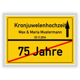 Gift Idea for Crown Jewels Wedding – 75 Years Married – Crown Jewels Wedding – Place Sign Picture Gift for Wedding Anniversary – Anniversary with Name and Date