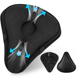 Flinronic Bike Seat Cushion, Gel Bike Seat Cover, Soft Comfortable Bicycle Saddle for Men Women, with Waterproof and Dustproof Protector, Shock Absorbing, for Indoor & Outdoor Cycling - 27 x 25CM
