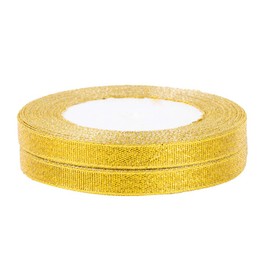MOLSHINE 10 mm x 45 m (2 Rolls) Golden Organza Ribbons Shimmering Thin Glitter Ribbon for DIY, Crafts, Christmas Decoration