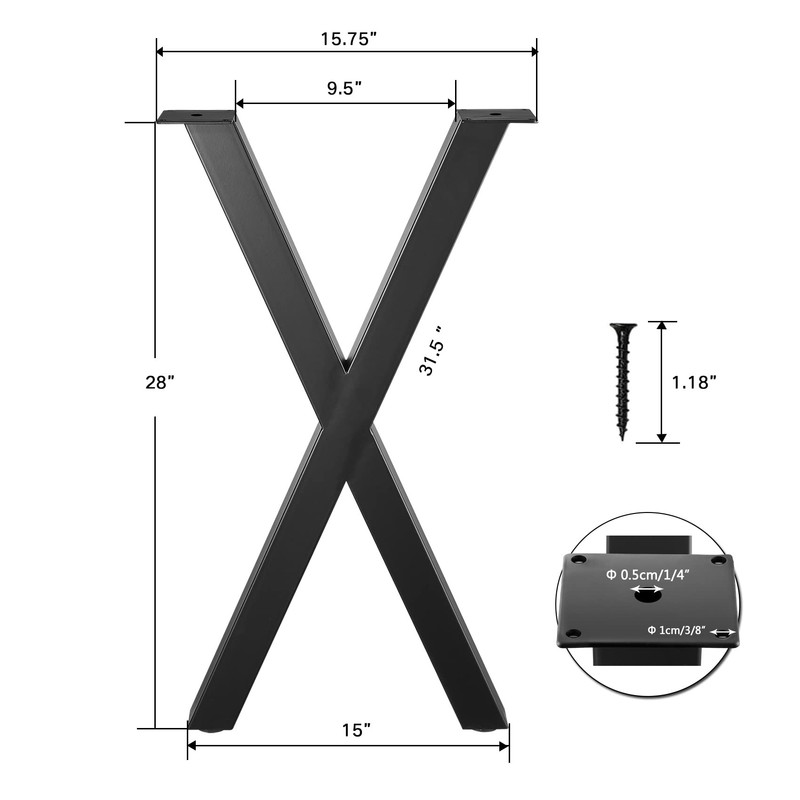 ALLCOS 28 Inch X-Shape Table Legs - Metal Coffee Table