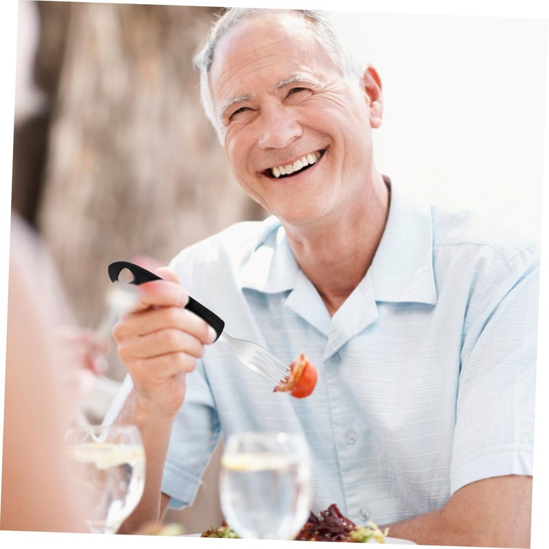 ULTECHNOVO Ergonomic Handle Adaptive Utensils Elderly Eating Utensils Weighted Spoon