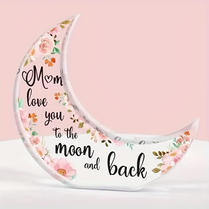 Crescent Moon Ornament with 'Mum I Love You to the