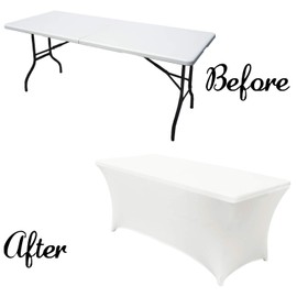 ABCCANOPY Spandex Tablecloths for 6 ft Home Rectangular Table Fitted Stretch Table Cover Polyester Tablecover Table Toppers