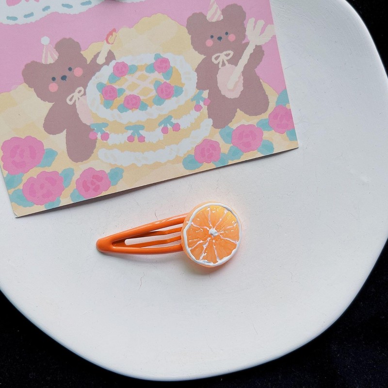 2Pcs Orange Slice Snap Hair Clips for Women Girls Bangs