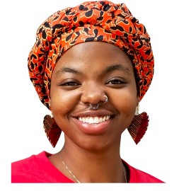 Dupsie's Orange Leaf African Print Ankara Modu Hat Pre-tied Head Wrap DP3844PT