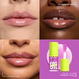 Nyx Professional Makeup, Fat Oil Chillz. Gloss. Tono: Strawberry Slush (morado). Brillo labial hidratante con efecto jugoso, hasta por 12hrs de uso. Fórmula vegana.