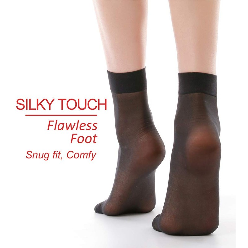 G&Y 12 pares de calcetines tobilleros de nailon para mujer