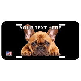 NOSTALGIC TAGS FRENCH BULLDOG FAWN LYING CAN PERSONALIZE NOVELTY METAL LICENSE PLATE B - B