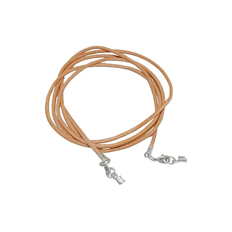 Unbespielt Leather Cord Necklace Natural Light Brown Women Men Two