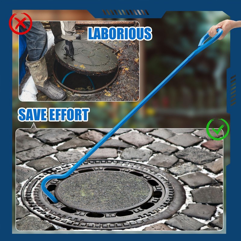 Therwen 1 Pcs Manhole Cover Hook 36" Made with 5/8"