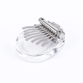 TREELF Acrylic Thumb Piano Crystal Transparent Kalimba Instrument 8 Keys Mini Thumb Piano (Oval)
