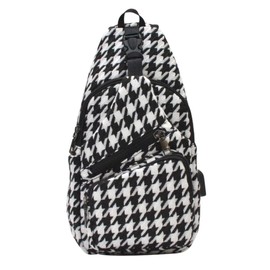 Nupouch Anti-Theft Daypack Crossbody Sling Backpack, USB Charging, Lightweight Day Pack for Travel, Hiking, Everyday, Regular, Houndstooth