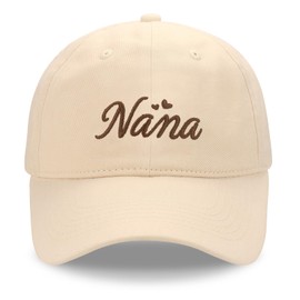 Nana Hat for Grandma, Embroidered Letters Adjustable Baseball Cap Nana Gift Beige
