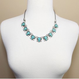 Gypsy Jewels 9 Cross Silver Tone Western Southwestern Look Necklace & Dangle Earring Set (Simulated Turquoise)