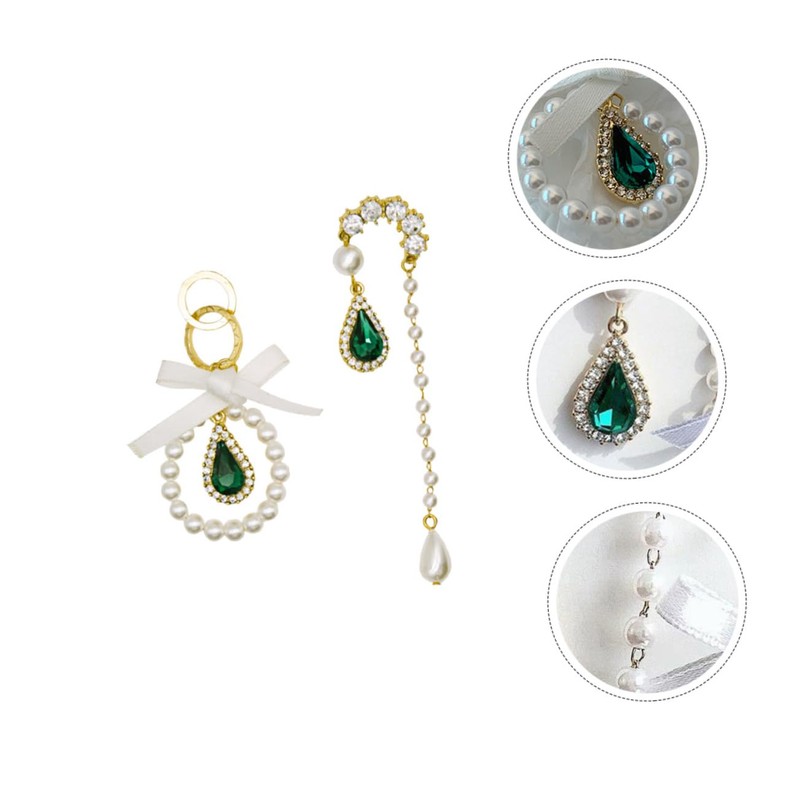 BESPORTBLE Pair Asymmetric Pearl Ribbon Earrings for Women Fine Crafted