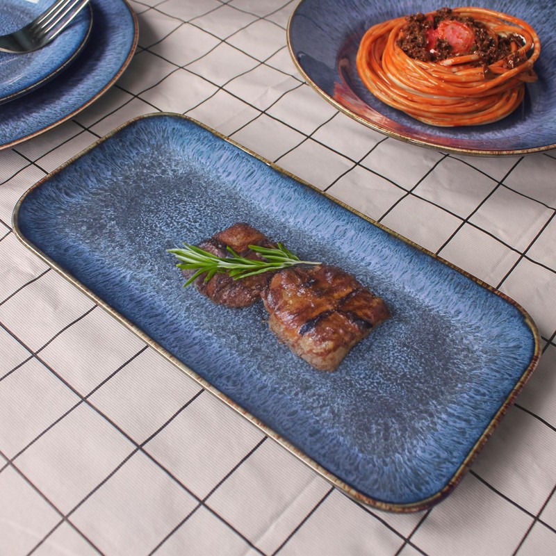 jinsongdafa Ceramic Dinner Plates Dish Set,Set of 4, for Lunch