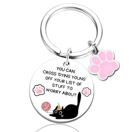 UVIBEW Funny Birthday Gifts for Women Best Friend Birthday Gifts for Women Friendship Gift for Bff Funny Black Cat Keychain