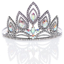 Anderson's Elizabeth Clear and Iridescent Rhinestone Black Tiara For Women And Girls, 3.25 Inches, Wedding Tiara, Queen Or Princess Prom Tiara For Homecoming, Pageant, School Dance, Costume, Party