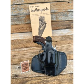Don Hume Leathergoods Vintage Don Hume H721 Plain Black Leather Holster For S&W J Charter 2" Revolver - Right Draw Plain Black Covered Slot