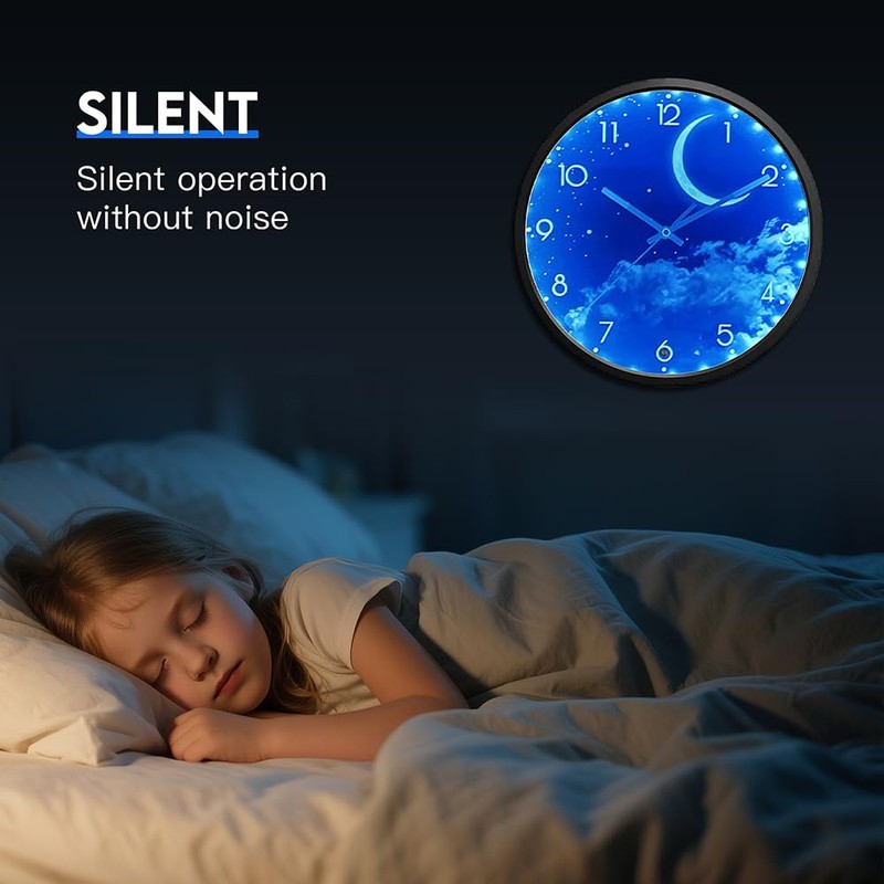 OCEST 12 Inch Night Light Wall Clock, Glow in The