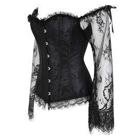 Zhitunemi Corset Tops For Women Renaissance: Womens Halloween Costume Corset Renaissance Fair - Historical Reenactment Events X-Large Black