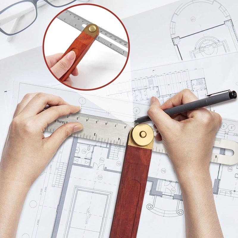 Adjustable Carpentry Square Bevel Gauge T Bevel Blade Ruler with