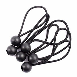 Wideskall® Heavy Duty 6" inch Ball Bungee Cord Tarp Canopy Tie Down Strap, Black (Pack of 6)