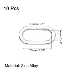 uxcell 10 Pcs Metal Oval Ring, 1 1/4" Flat Oval Ring Buckle Belt Fastener Strap Keeper Loop for DIY Leather Purse Bags Handbag Straps, Silver Tone