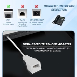 RJ11 to BT Socket Adapter Standard RJ11 Plug to BT Telephone Socket Landline Port Converter Phone to Ethernet Connector for 6P4C Telephone, FAX Machine, Phones, Modems, Routers & Printers