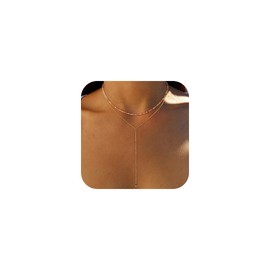 BLThing Layered Necklaces for Women - 14K Gold Plated Beaded Necklace Y-Shaped Boho Beach Jewelry Birthday Gifts for Teens