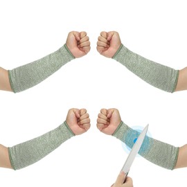 PATIKIL 12 Inch Cut Resistant Sleeve, 2 Pairs Arm Safety Protectors Sleeves Forearm Sleeve HPPE Level 5 Protection for Thin Skin and Bruising, S, Dark Green
