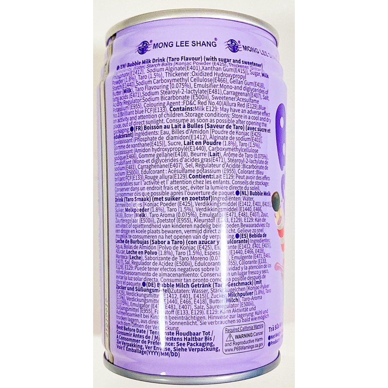 Bubble Milk Drink, Taro Flavor, 315ml, Pack of 6 芋頭珍奶