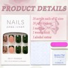 Green Press on Nails Short Square French Tip Petite Fake