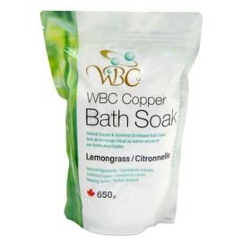 WBC Copper Bath Soak with Lemongrass essential oil For Bath, Foot, Sleep, Aromatherapy & Relaxation, Lemongrass Bath Soak - 650 grams