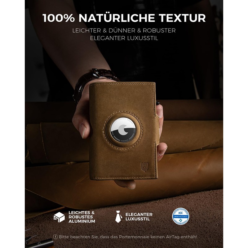 DODENSHA Men's Airtag Wallet Pop-Up Card Case Aluminium with Locking