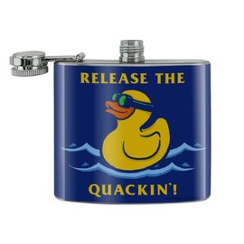 Release the Quackin' Kraken Rubber Duck Funny Humor Stainless Steel 5oz Hip Drink Kidney Flask