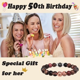 OAVOOK Happy 50th Birthday Gifts for Women Turning 50 Year Old Gifts Bead Bracelet for Mom, Wife, Aunt, Grandma, Friends, Sister