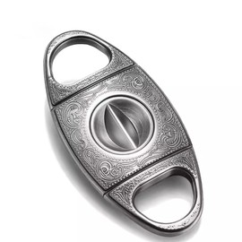 NIKILOONG V-Cut Cigar Cutter Carved Stainless Steel Sharp Blade Precision Cigar Guillotine(Silvery)