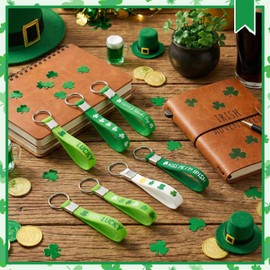 Huquary 36 Pcs St. Patrick's Day Silicone Keychains Bulk Party Favors Saint Patty's Green Shamrock Hat Clover Gifts for St Patricks Day Irish Festival Party Favors Ireland Holiday Decorations