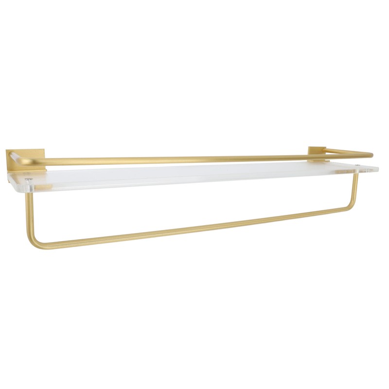 50cm Shower Caddy Wall Mount Shelf with Towel Hanger Acrylic