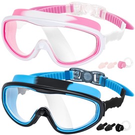 EasYoung 2-Pack Kids Swim Goggles, Swimming Goggles for Children and Early Teens from 3 to 15 Years Old, Wide Vision, Anti-Fog, Waterproof, UV Protection