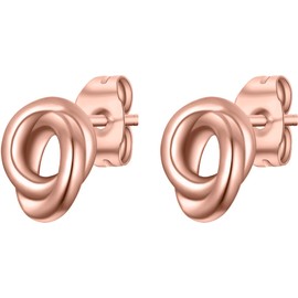 day.berlin Knot Stud Earrings 18 Carat Gold-Plated 8 mm Diameter Women's Earrings Made of 316L Stainless Steel, Nickel-Free and Waterproof, Stainless Steel, Not applicable