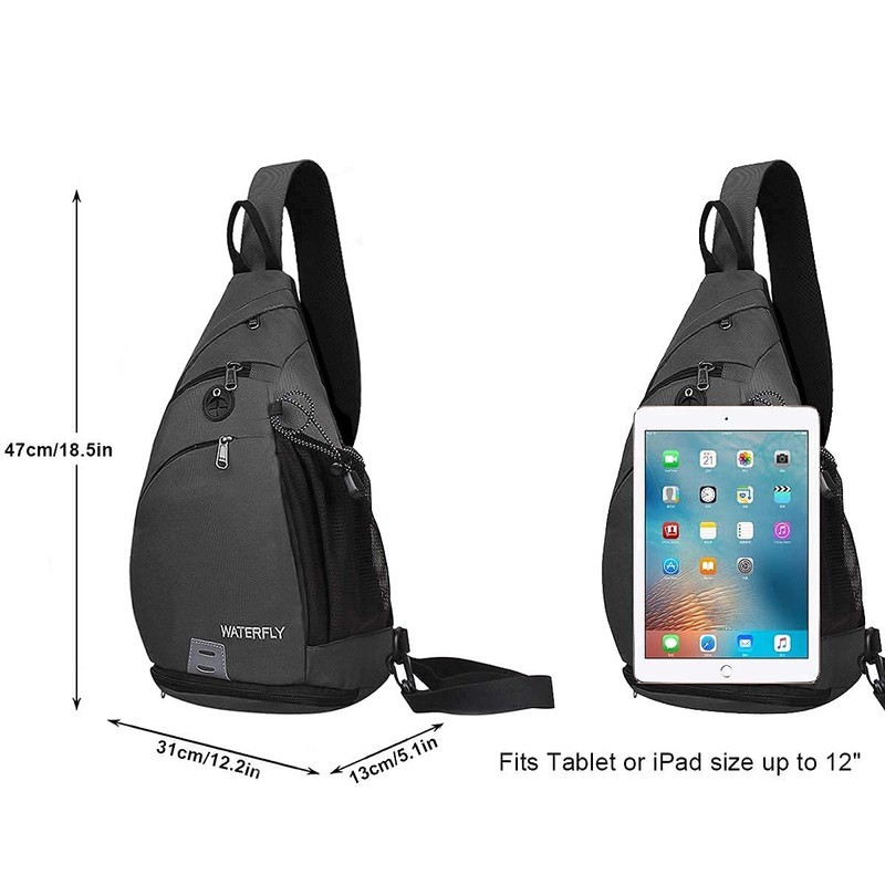 WATERFLY Sling Bag Sling Backpack Crossbody Shoulder Bag for Men