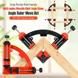NS Juvyig Right Angle Clamp, Multi Angles Movable Corner Clamps, 30-90 Degrees Adjustable Clamps for Woodworking (Red)