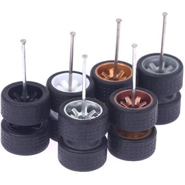 Sliver Wheels Rims Tires Set Alloy 1:64 Wheels,Scale Alloy Wheels Rubber Tires,Model Alloy and Accessories Tires Wheel Rubber,Wheels and Tires,Tire and Wheel Sets