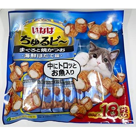 Inaba Churubi~ Tuna and Grilled Bonito, Seafood Scallop Flavor, 0.4 oz (10 g) x 18 Bags