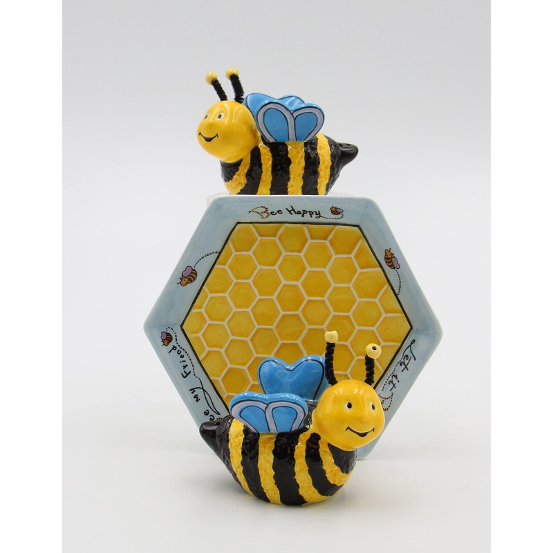 Appletree 2-Inch Ceramic Bee Salt and Pepper with Honeycombed Tray,